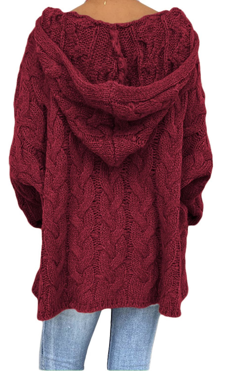 Cable-Knit Hooded Sweater - Fashorio