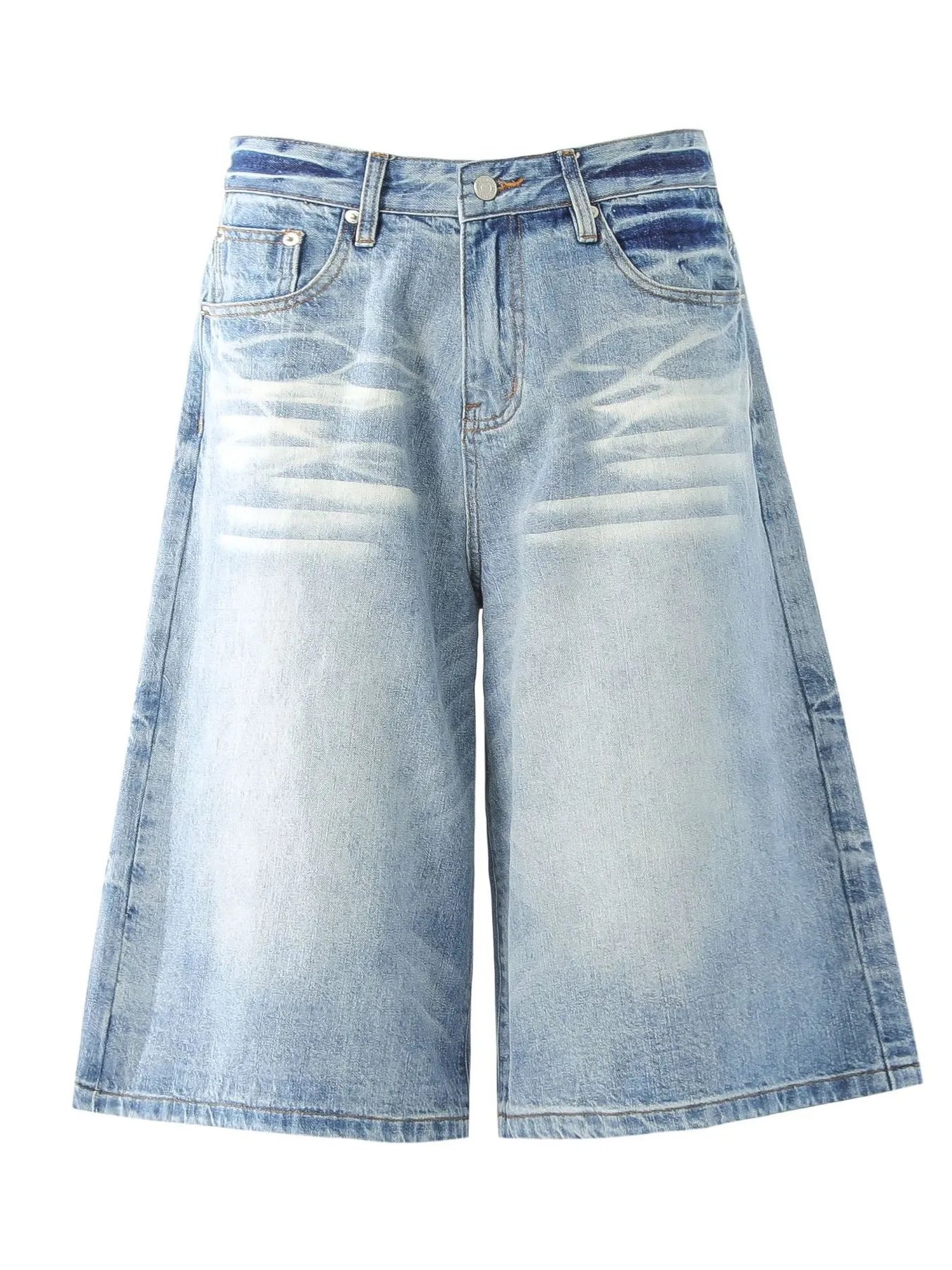 Men's Wide-Leg Denim Shorts Light Blue - Fashorio