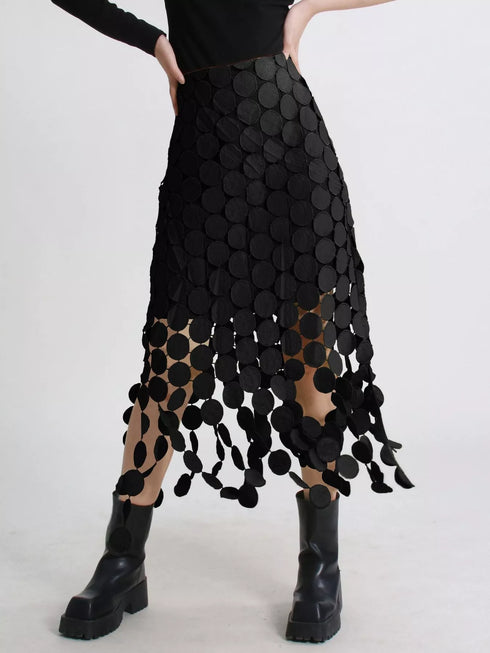 Fringe Midi Skirt Black - Fashorio