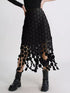 Fringe Midi Skirt Black - Fashorio
