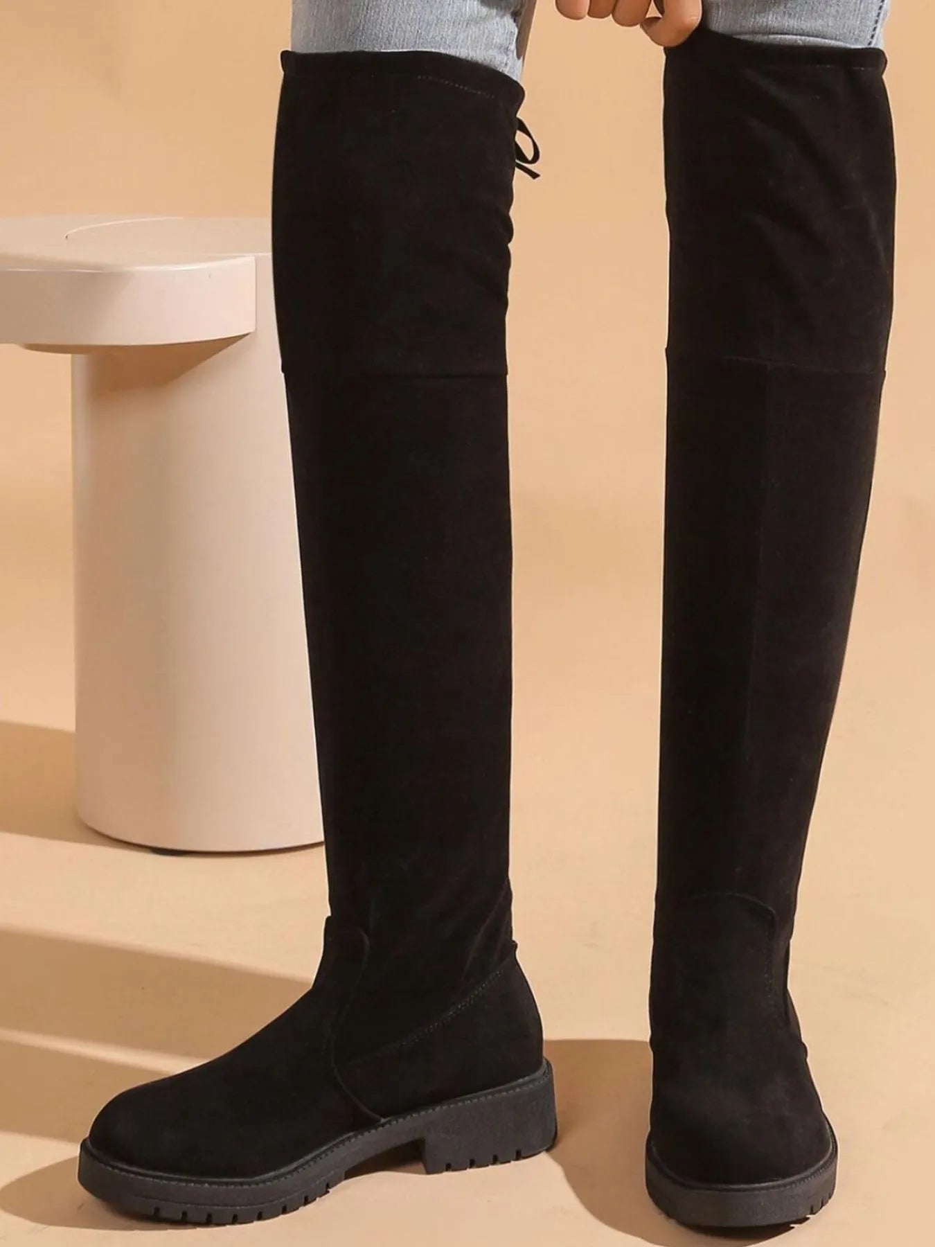 Over-the-Knee Block Heel Boots - Fashorio