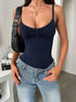Adjustable Straps Scoop Neck Bodysuit - Fashorio