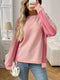 Color Block Long Sleeve Sweatshirt Pink - Fashorio