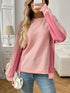 Color Block Long Sleeve Sweatshirt Pink - Fashorio