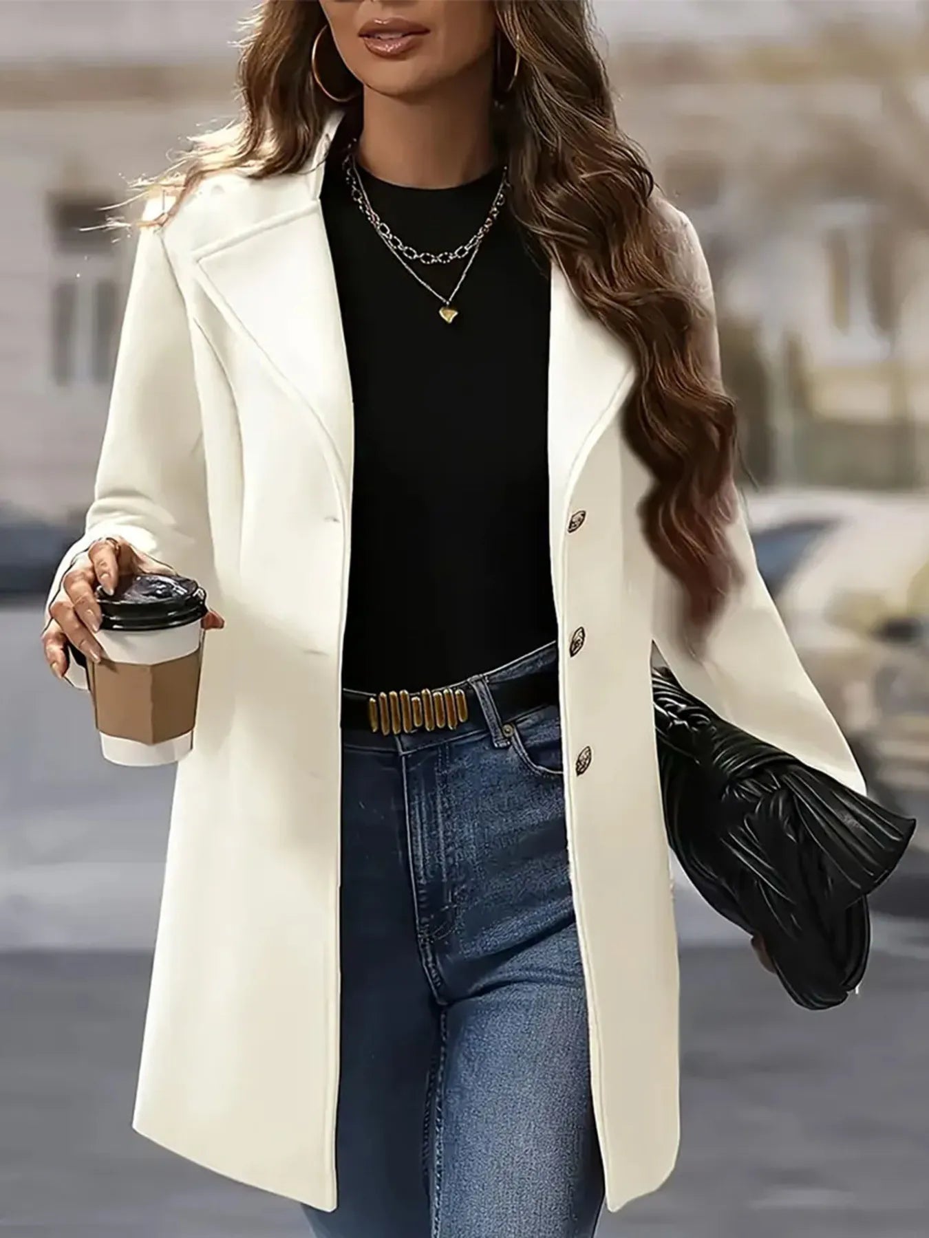 Single-Breasted Longline Blazer Coat - Fashorio