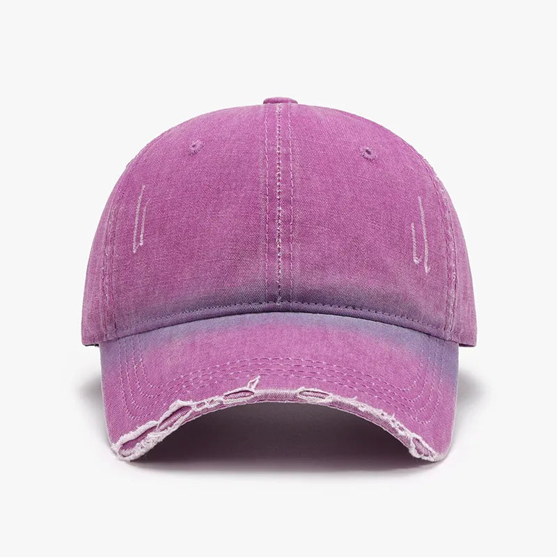Distressed Washed Adjustable Baseball Cap Hot Pink One Size - Fashorio