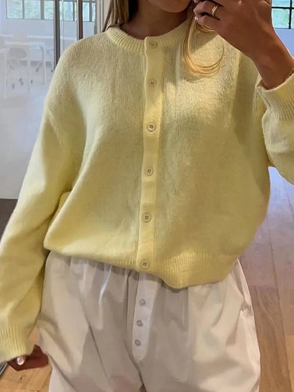 Button Down Long Sleeve Cardigan - Fashorio
