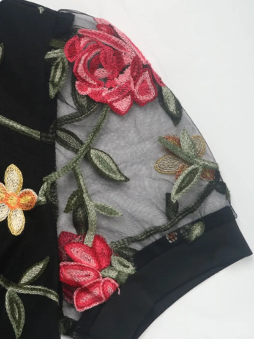 Perfee Embroidered V-Neck Floral Bodysuit - Fashorio