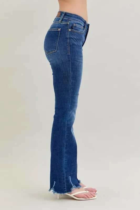 Judy Blue Full Size Mid-rise Non-distressed Hem Bootcut Jeans Plus Size - Fashorio