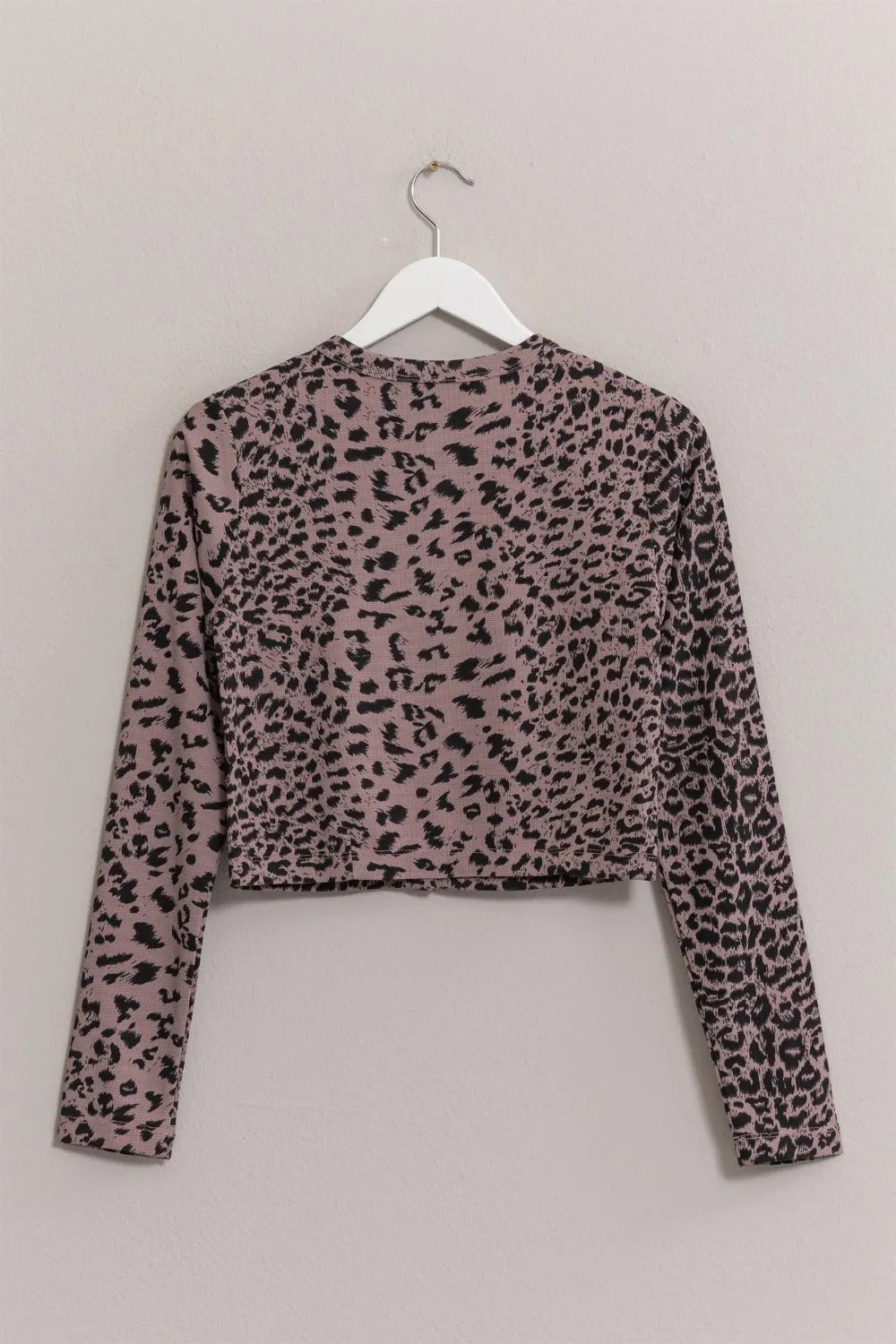HYFVE Animal Print Snap Down Crop Cardigan - Fashorio