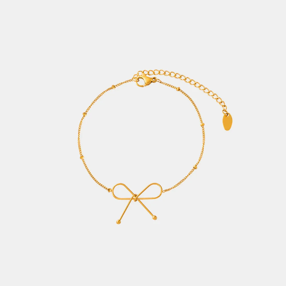Titanium Steel Bow Bracelet Gold One Size - Fashorio
