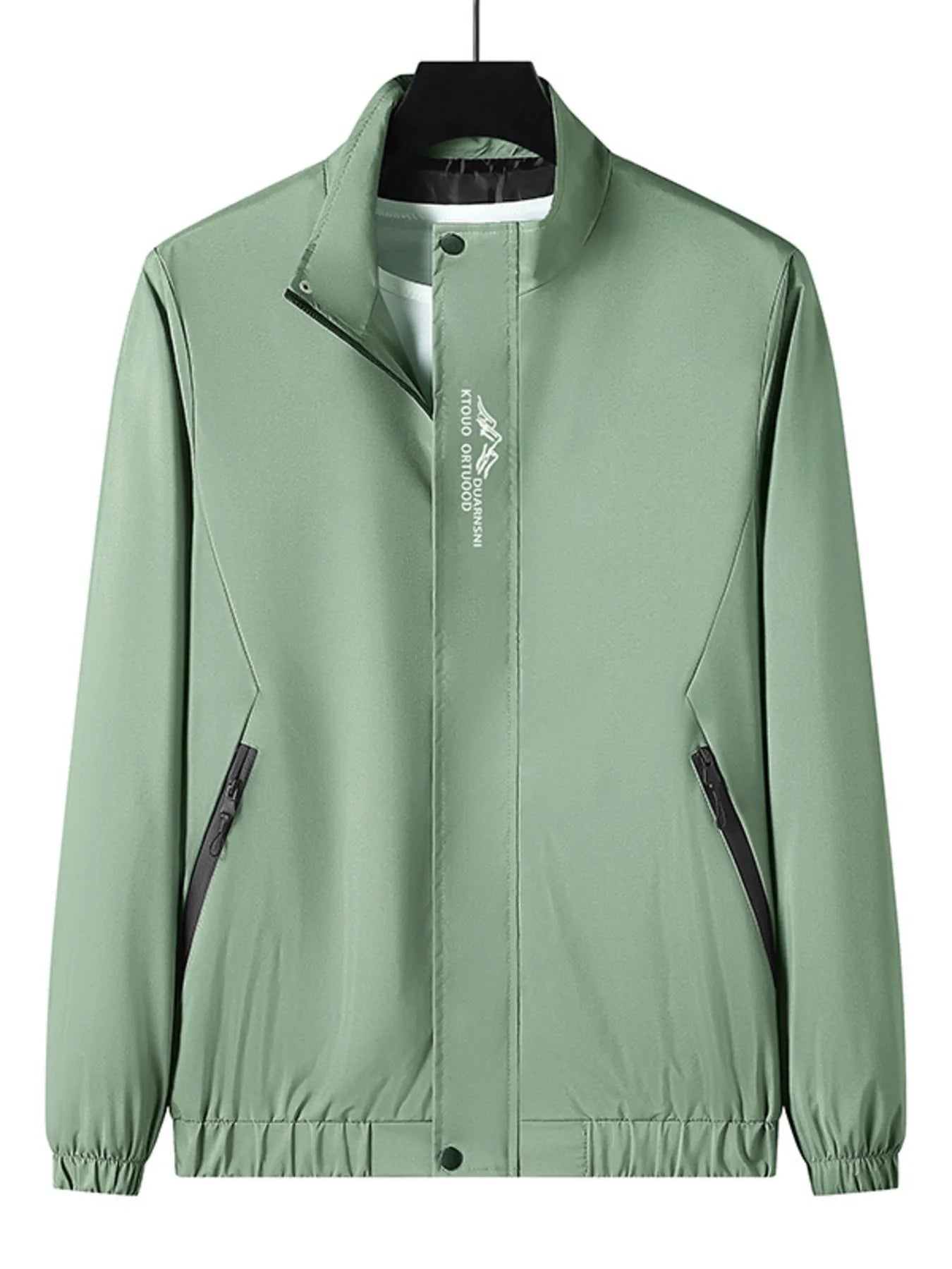 Men's Plus Size Zip Up Long Sleeve Jacket Light Green - Fashorio