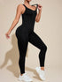 Cutout Wide Strap Active Jumpsuit - Fashorio