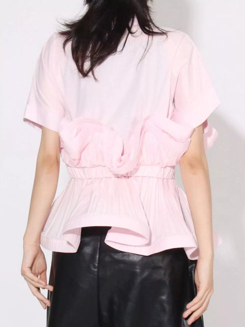 Ruffle Peplum Button-Down Shirt - Fashorio