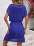 Openwork V-Neck Short Sleeve Cover-Up Dress - Fashorio