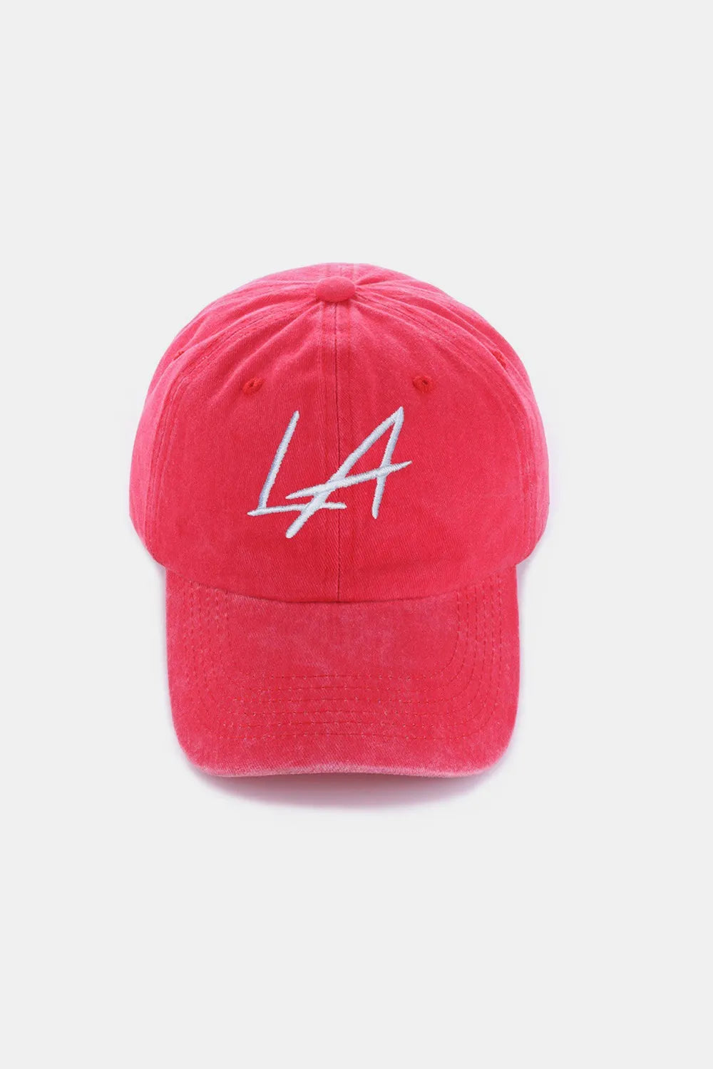 Zenana Washed Embroidered City Baseball Cap LA Red One Size - Fashorio