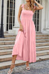 Tie-Shoulder Smocked Tiered Dress Blush Pink - Fashorio