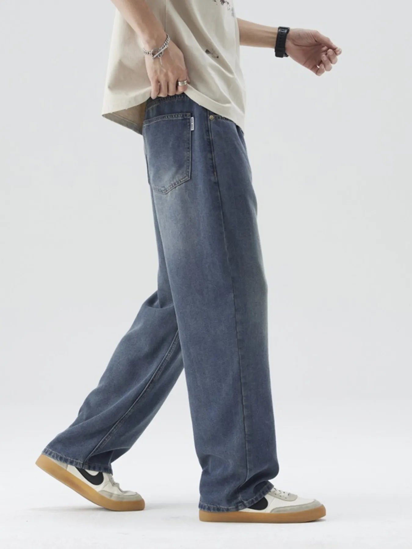 Men's Plus Size Wide Leg Wash Jeans - Fashorio