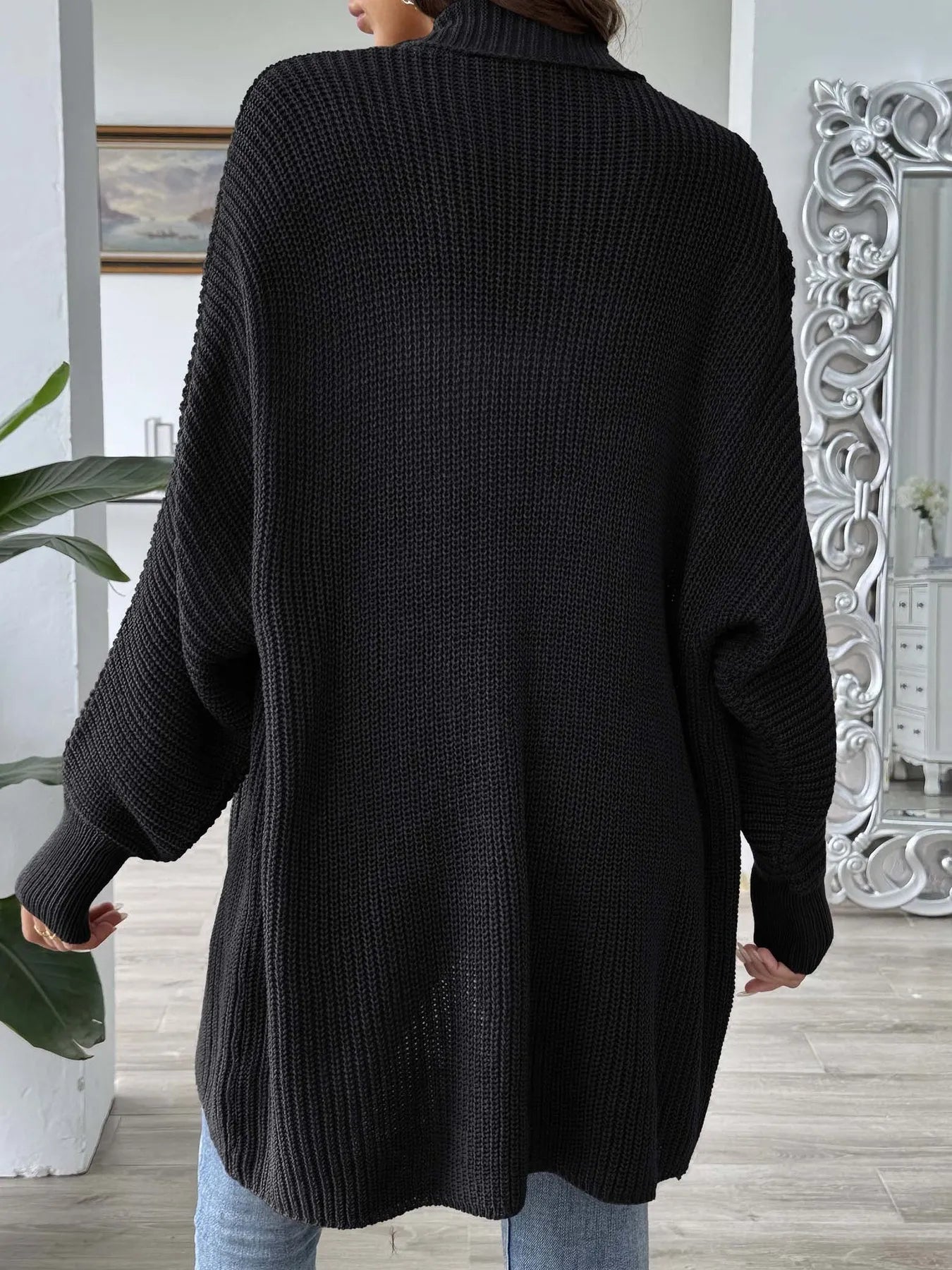 Oversized Knit Open Front Cardigan - Fashorio