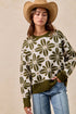 BiBi Flower Pattern Long Sleeve Sweater - Fashorio