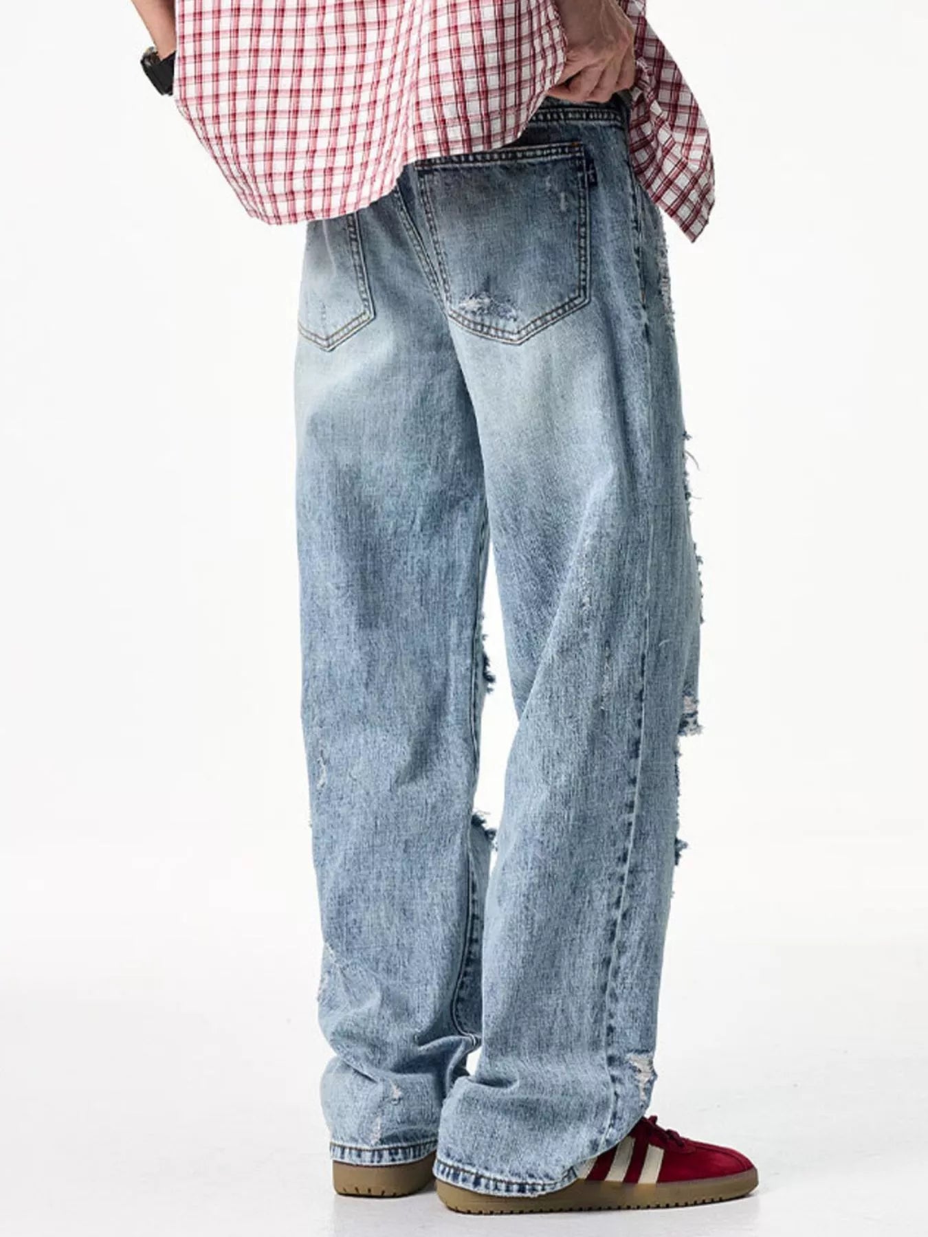 Men's Distressed Wide Leg Jeans - Fashorio