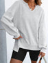 Notched Long Sleeve Oversized Sweatshirt - Fashorio