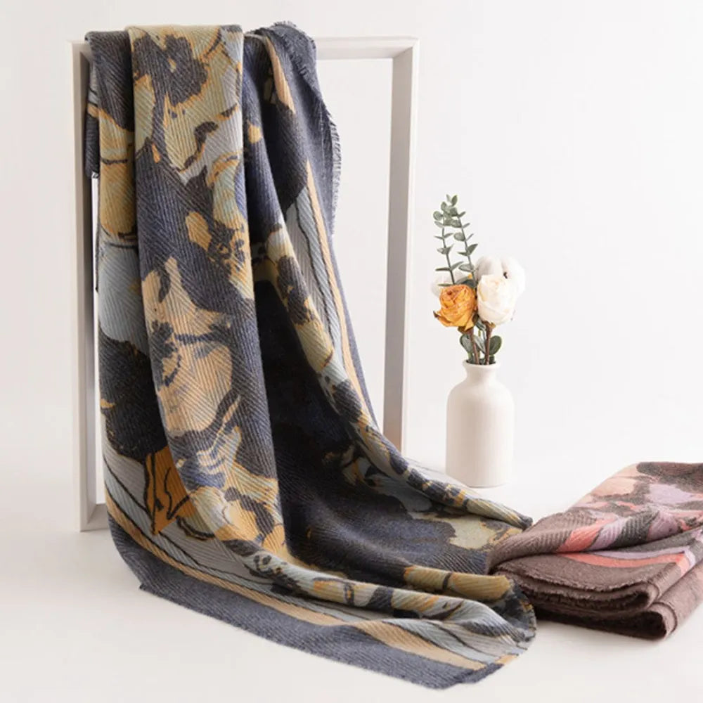 Printed Raw Hem Polyester Scarf - Fashorio