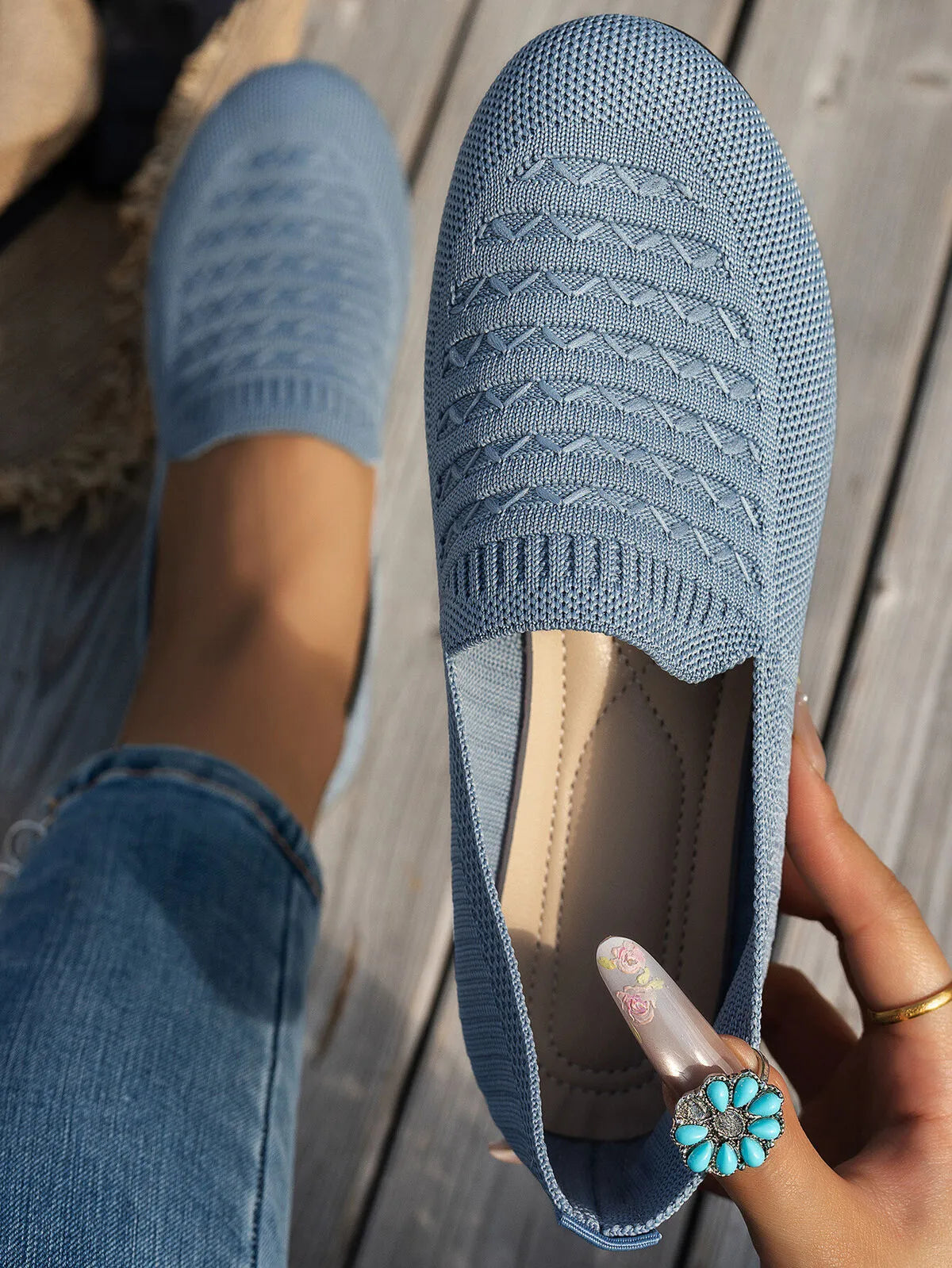 Breathable Mesh Slip-Ons Light Blue - Fashorio