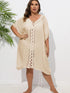 Crochet Trim V-Neck Beach Cover Up Dress - Fashorio