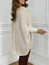 Crochet V-Neck Batwing Sleeves Oversized Sweater - Fashorio