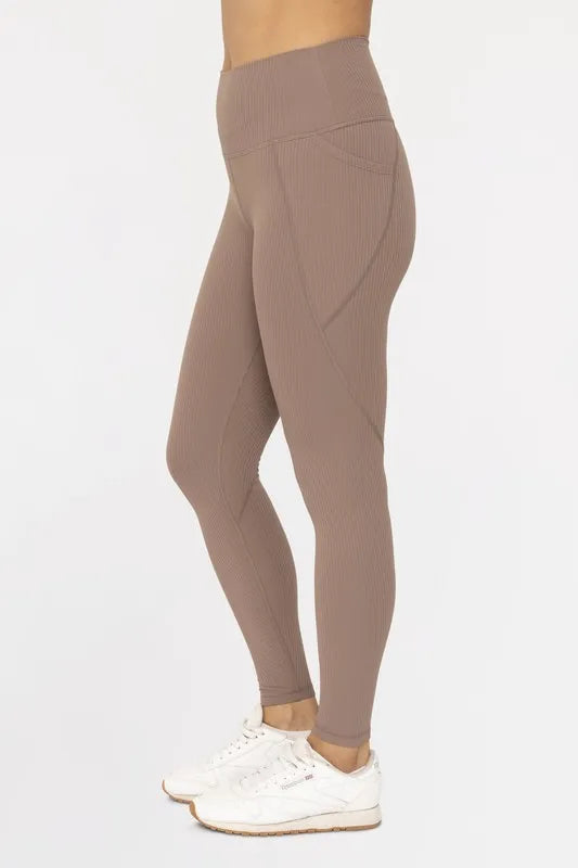 MONO B Soft Ribbed High Waisted Leggings - Fashorio