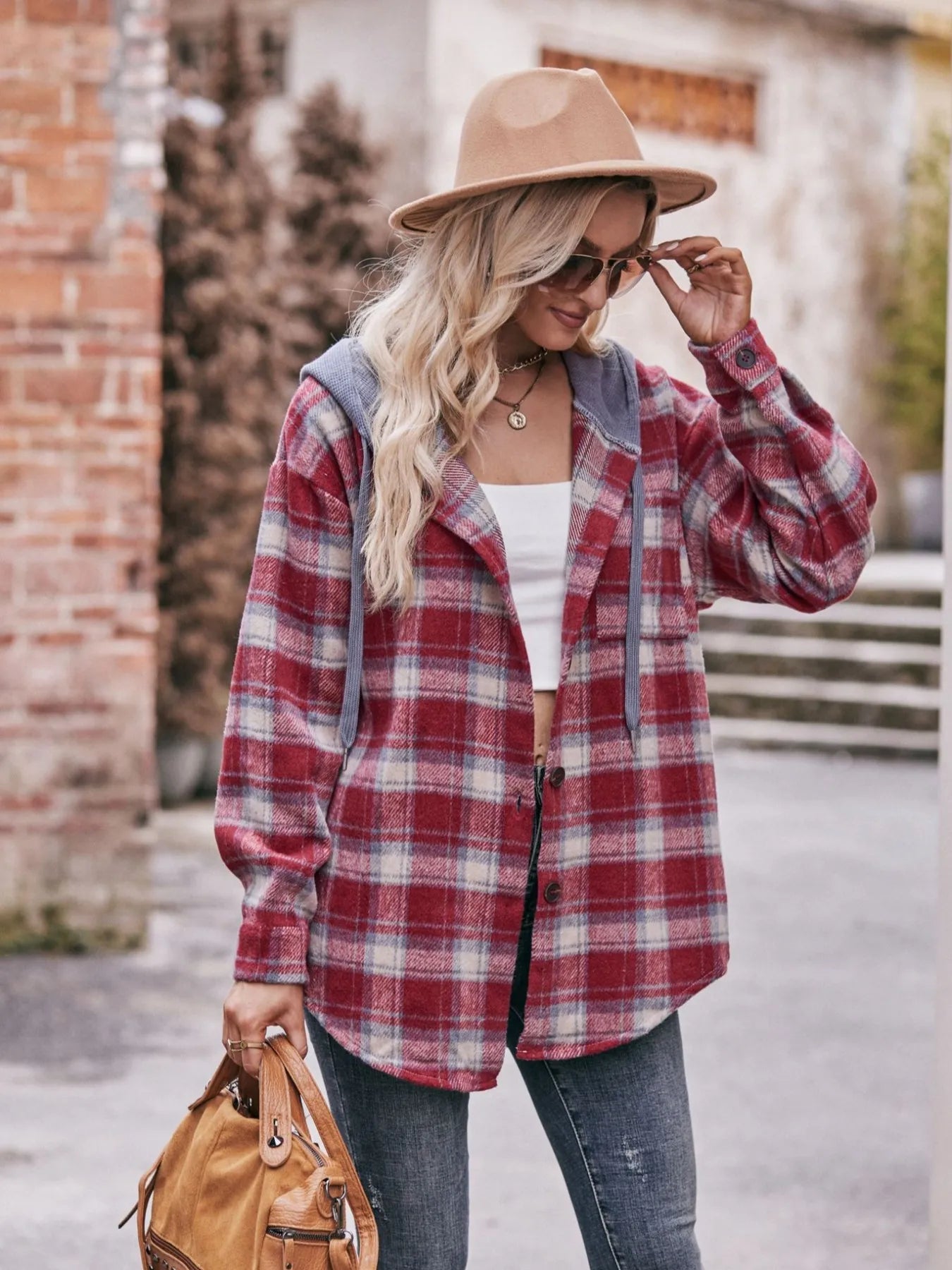 Oversized Plaid Button-Up Shacket – Lightweight Casual Layer - Fashorio