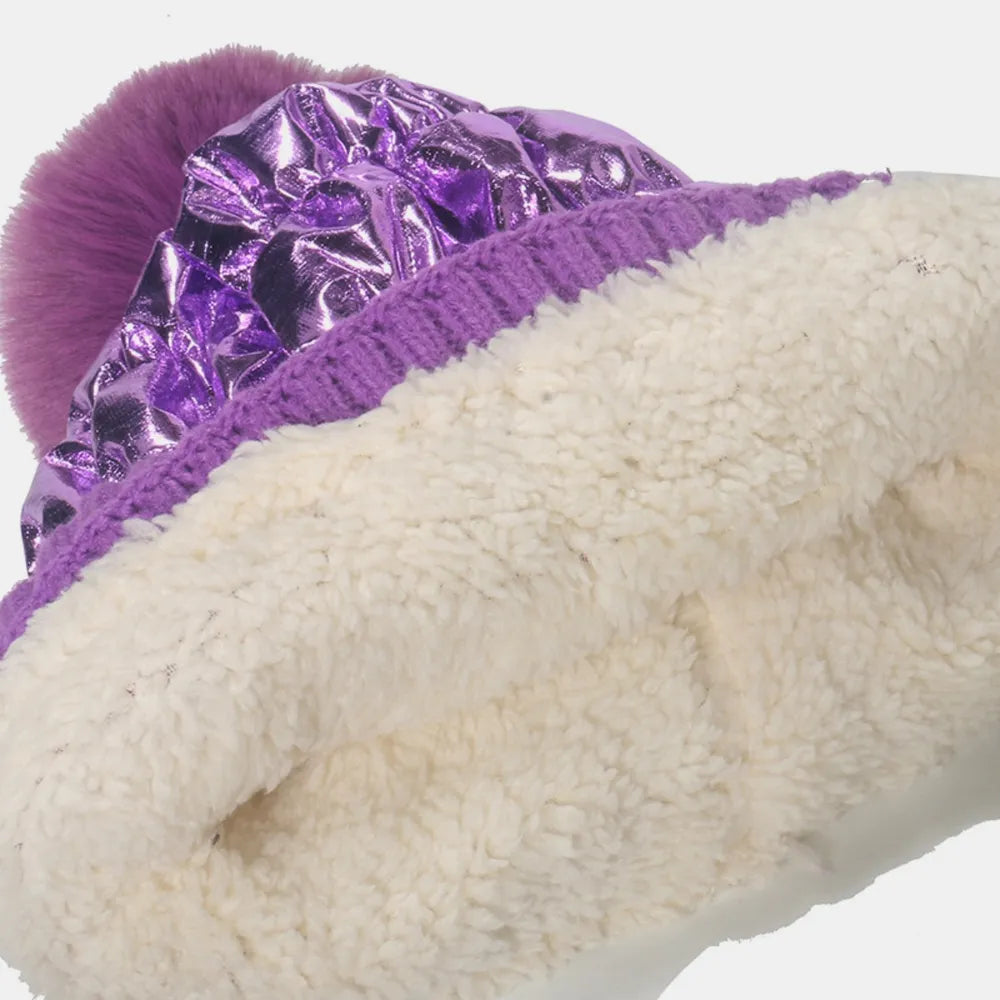 Thermal Knit Hat with Pompom - Fashorio