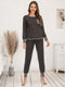 Round Neck Top and Pants Lounge Set Charcoal - Fashorio