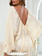 Backless Drawstring Back Flounce Sleeve Cover-Up Pastel Yellow One Size - Fashorio