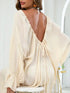 Backless Drawstring Back Flounce Sleeve Cover-Up Pastel Yellow One Size - Fashorio