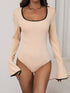 Long Sleeve Bodysuit with Contrast Trim Eggshell - Fashorio