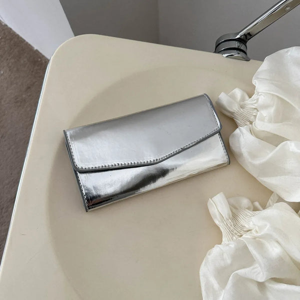 PU Leather Small Wallet Silver One Size - Fashorio