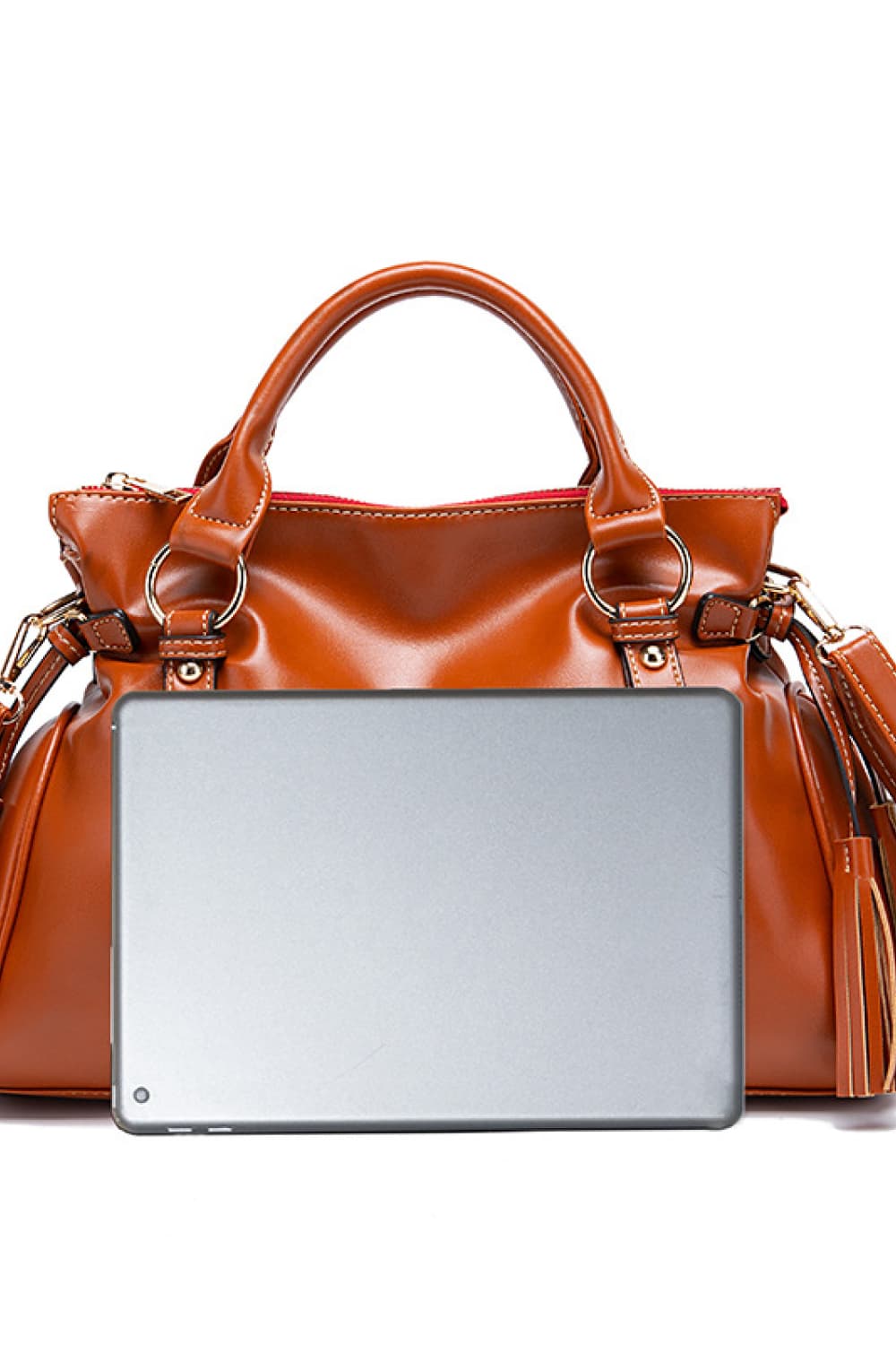 PU Leather Handbag with Tassels - Fashorio