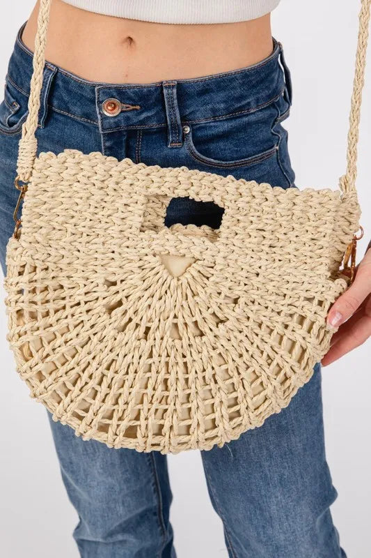 Fame Braided Semi Circle Tote Bag - Fashorio
