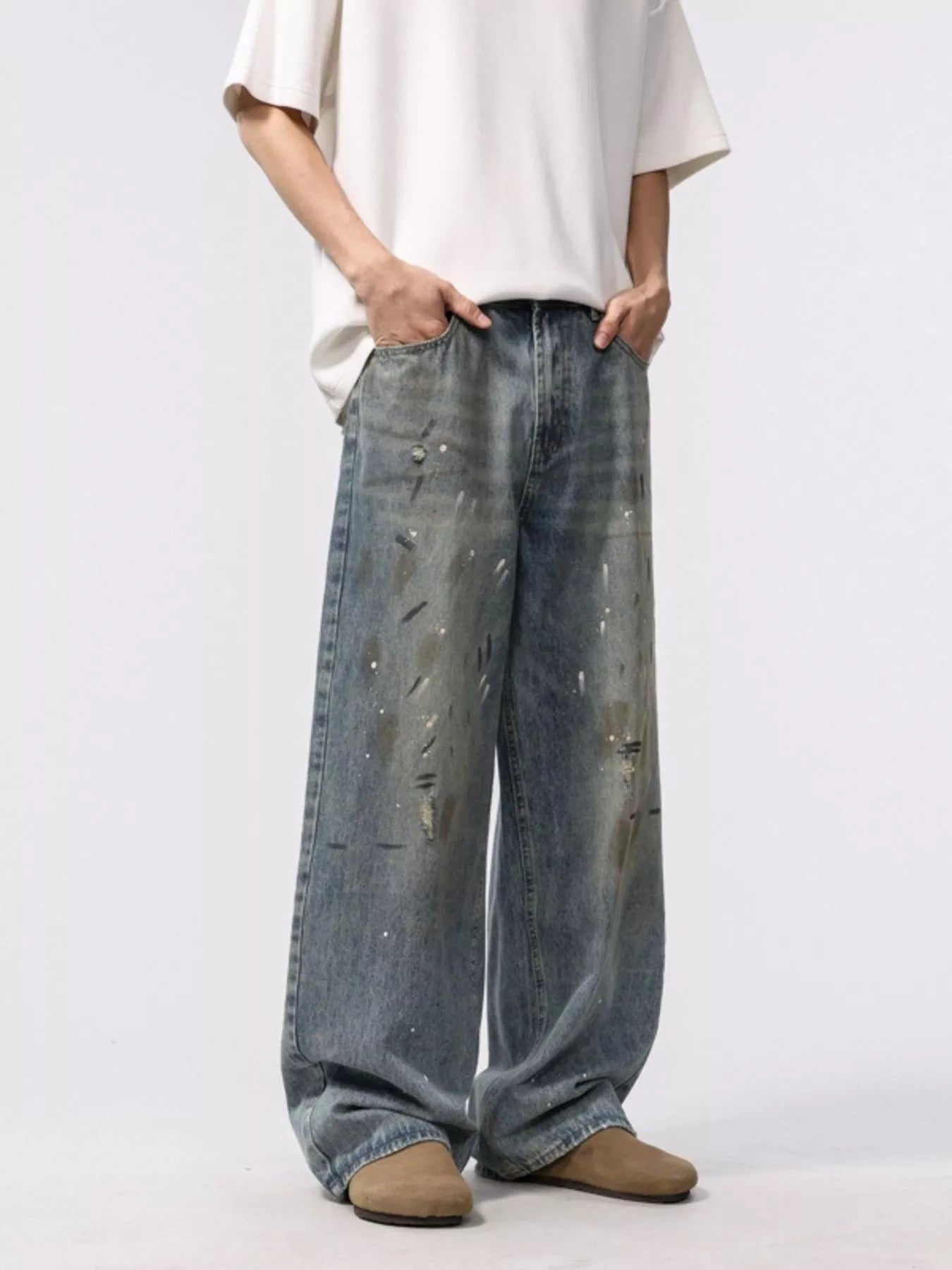 Men's Washed Loose Fit Jeans - Fashorio