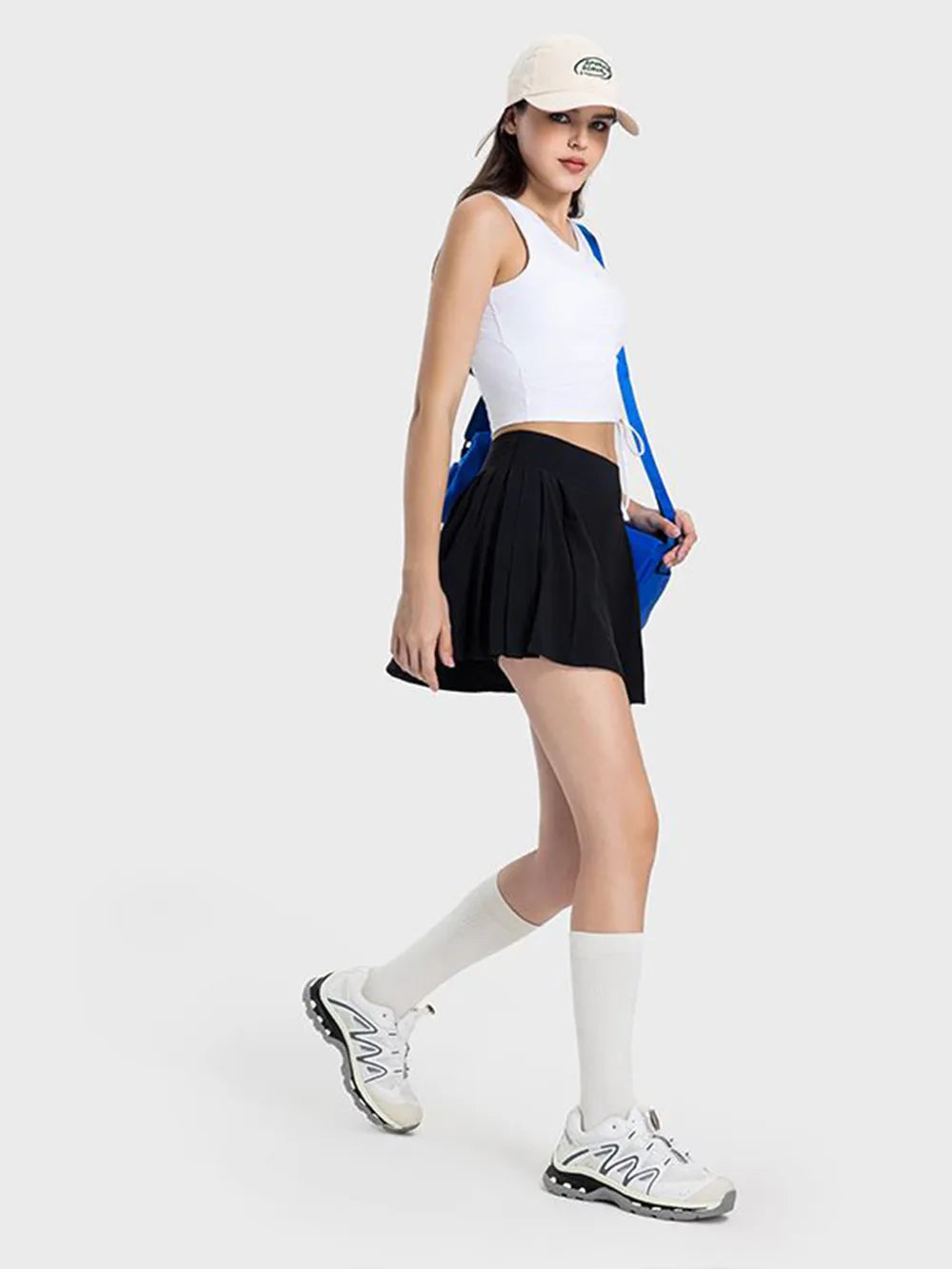 Millennia Pleated Detail Mid-Rise Waist Active Skirt - Fashorio
