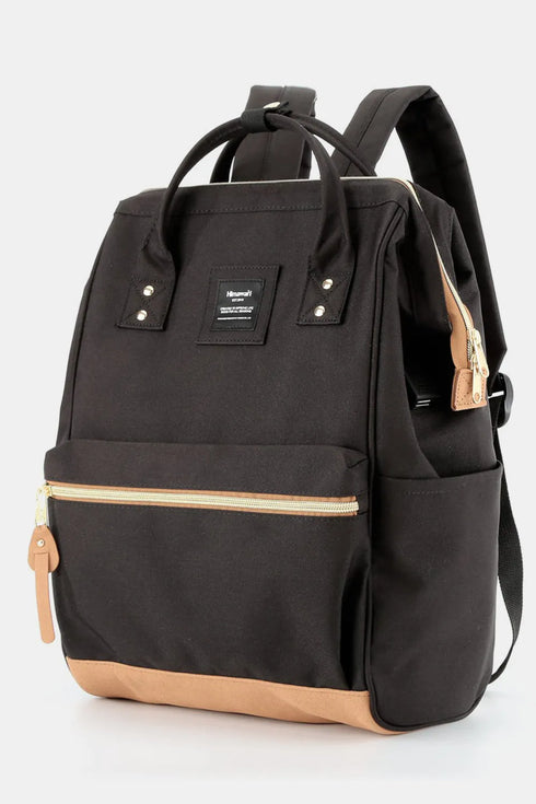 Himawari Contrast Waterproof Canvas Backpack Bag with Side Pockets - Fashorio