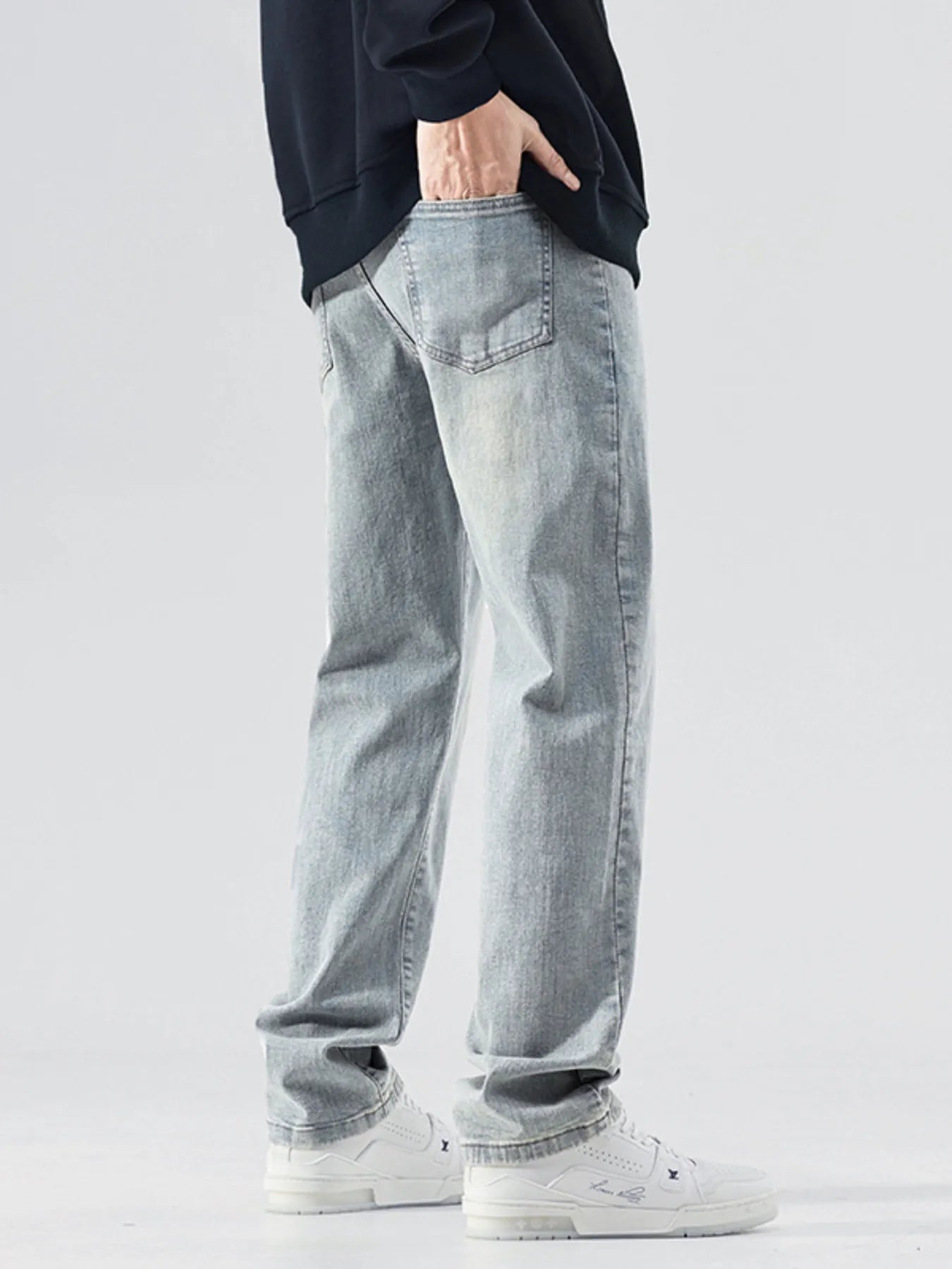 Men's Full Size Washed Wide Leg Jeans Plus Size - Fashorio