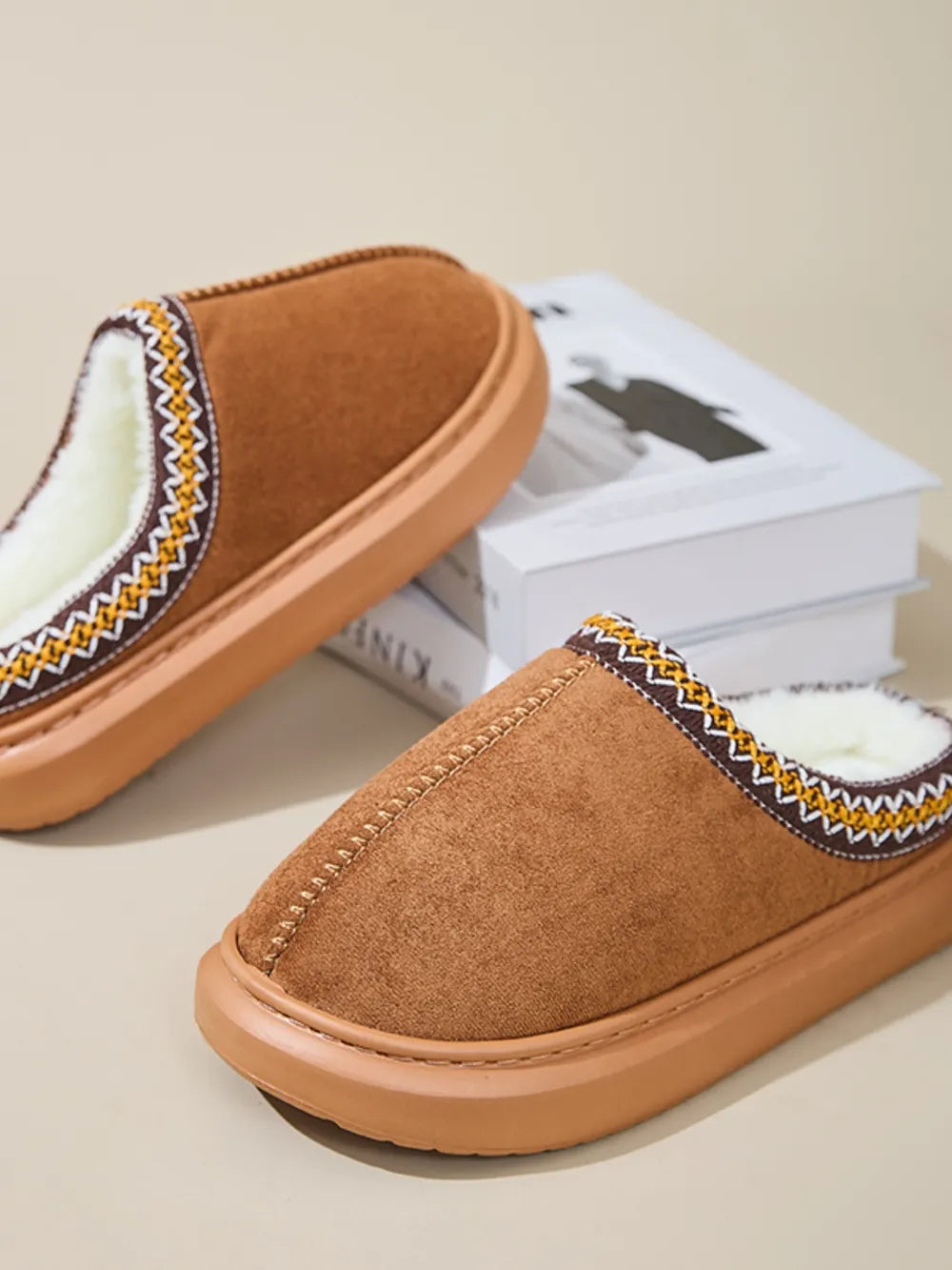 Faux Fur Suede Platform Slippers - Fashorio