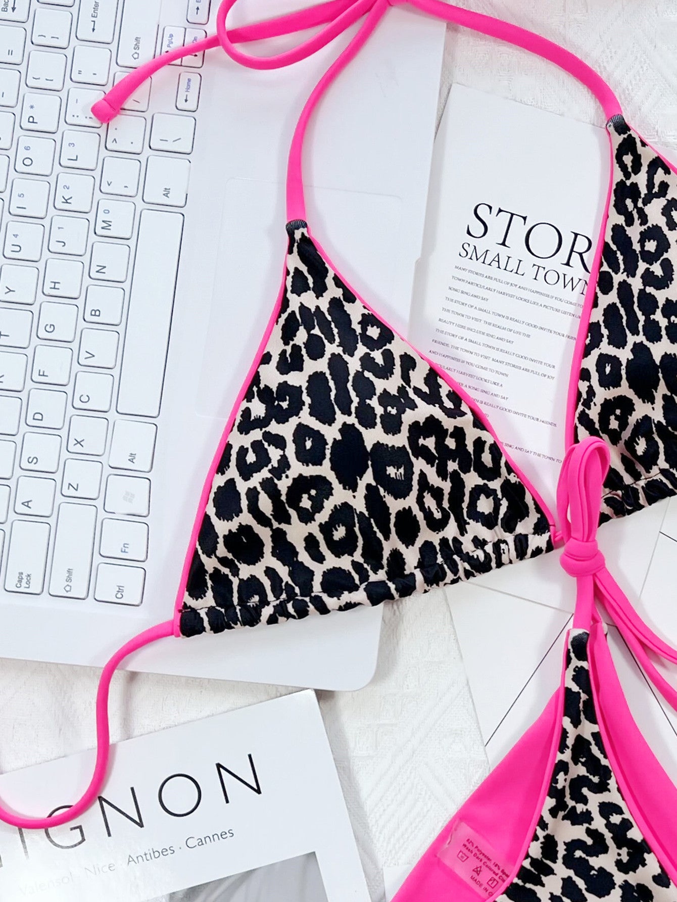 Leopard Print Halter Neck Bikini Set - Removable Padding - Fashorio