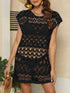 Openwork Round Neck Cover-Up Black One Size - Fashorio