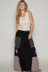POL Drawstring Star Patch Contrast Wide Leg Pants - Fashorio