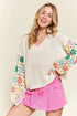ADORA Multicolor Sleeve Knit Top WHITE - Fashorio
