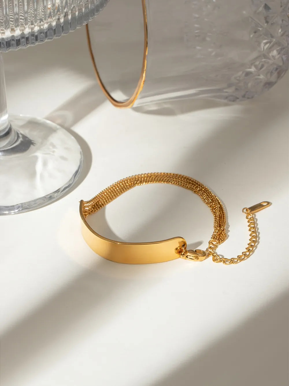 18K Gold-Plated Stainless Steel Bracelet Gold One Size - Fashorio